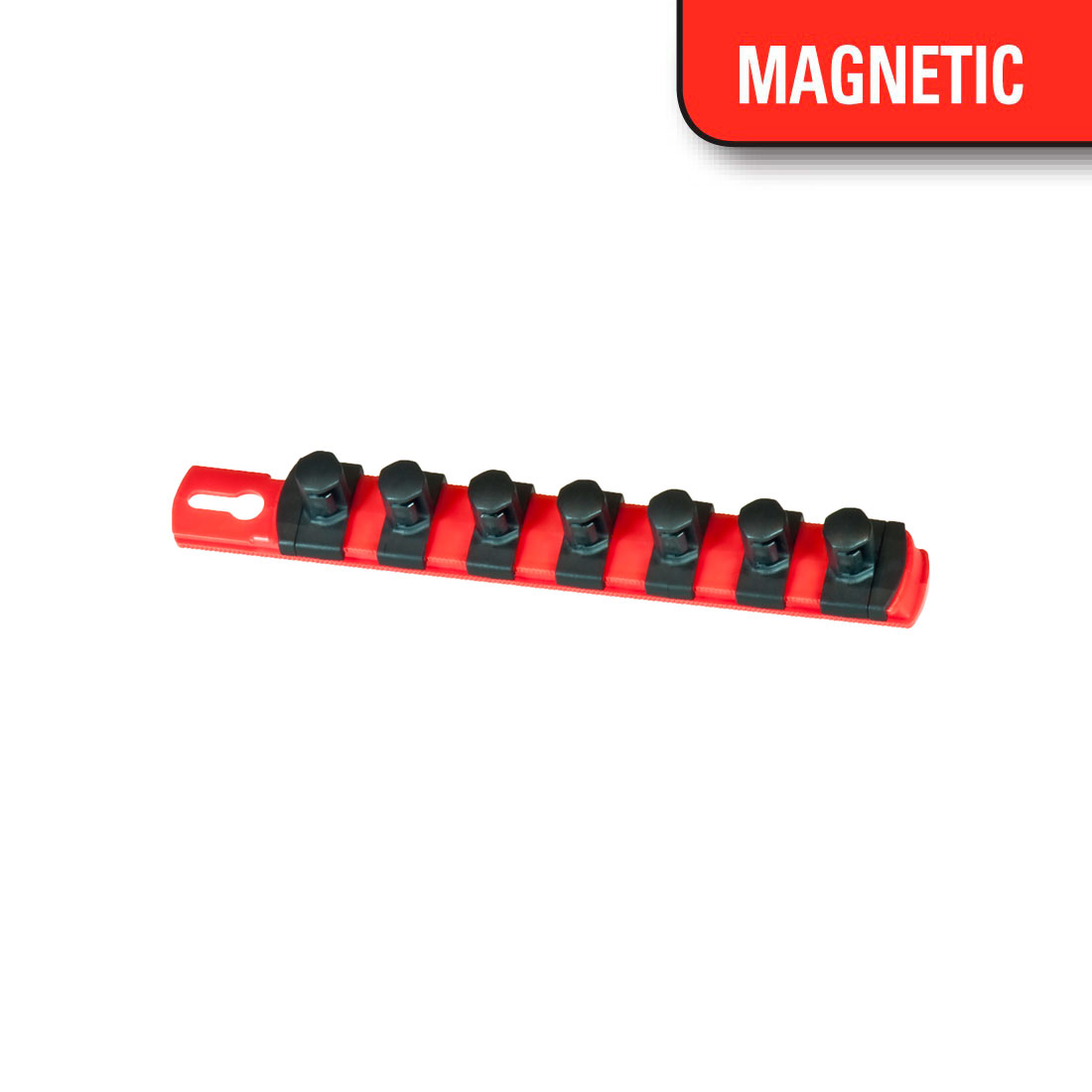 Ernst Manufacturing 8-Inch Magnetic Socket Organizer with 7 1/2-Inch Twist Lock Clips Red 