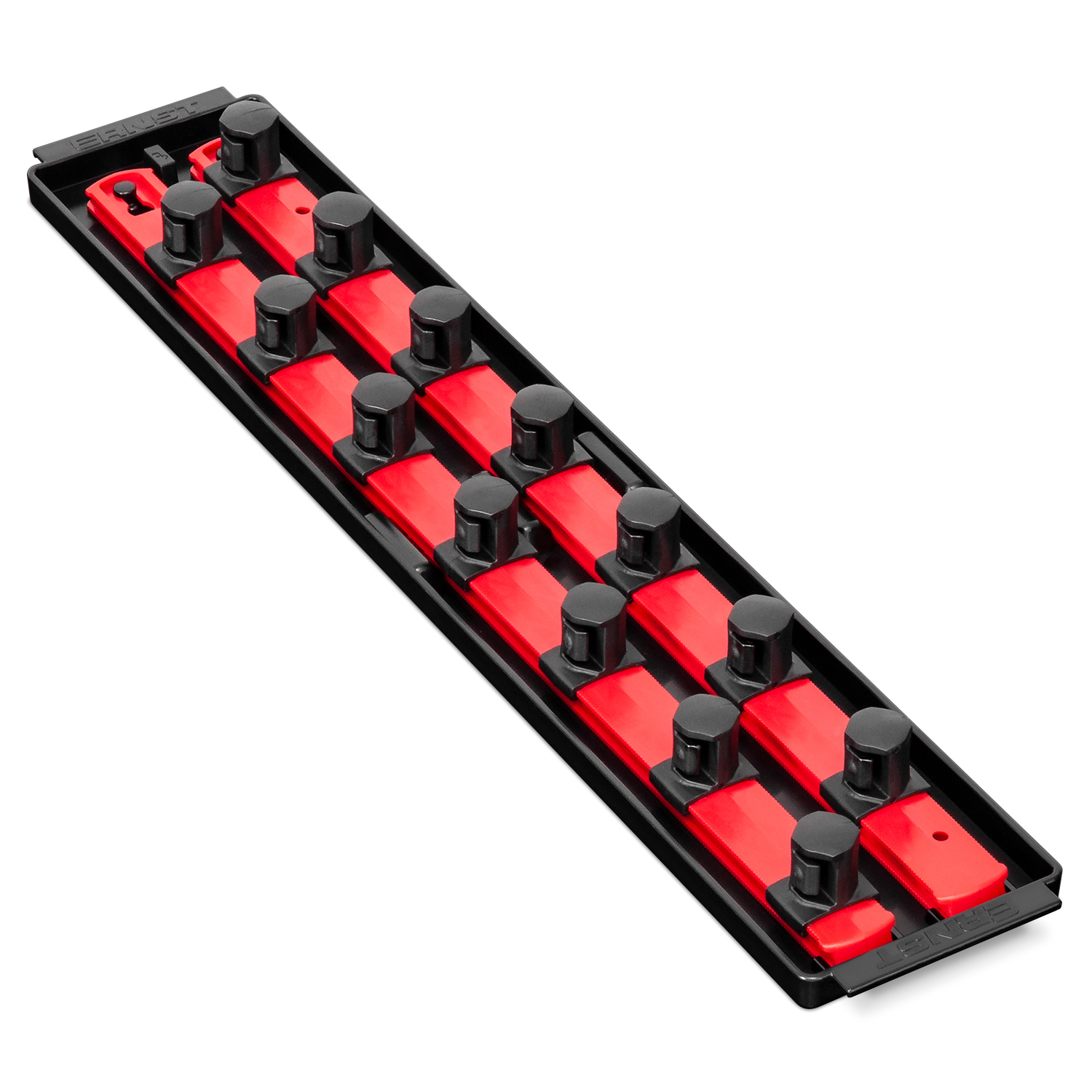Ernst 8402M 18" Magnetic Socket Organizer Rail w/ 15 1/2" Twist Lock Clips Red 