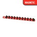 13” Magnetic Socket Organizer w/Twist Lock Clips - Red - 