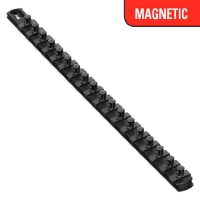 18” Magnetic Socket Organizer w/Twist Lock Clips - Black-3/8" socket holders organizers, best socket organizer, socket set organizer, tool box socket organizers, magnetic socket organizer, tool socket organizer, socket tray organizer, socket organization, socket rail organizer, snap on socket organizer, socket organizer diy, socket holder, magnetic socket holder, socket holders, magnetic socket holders, snap on socket holder, socket set holder, best socket holder, plastic socket holder, socket holder magnetic, socket holder rail, ernst socket rails, magnetic socket rail, socket rails, socket rail, rails socket, socket rails and clips, best socket rails, ernst socket organizer, socket storage, twist lock, twistlock, twist socket, twist socket set, socket lock, lock a socket, snap on socket set