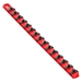 18” Socket Organizer And 15 Dura-Pro HD Clips - Red-1/4" - 8322