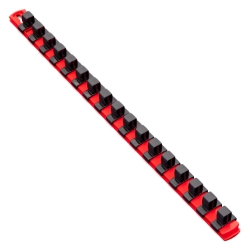 18” Socket Organizer And 17 Dura-Pro HD Clips - Red-1/2" Socket Storage rail, Twist Lock Socket Holder, Tool Organizer for Sockets, red Socket Rack, Premium Socket Organizer, Ernst Tool Tray, Quick-Access Socket Organizer, High-Density Socket Storage, black Twist Lock Clips, Secure Socket Holder, Precision Tool Organization, Garage Socket Storage, Versatile Socket Rack System, Adjustable Socket Storage, Modular Socket Organizer, Ergonomic Socket Caddy, Universal Socket Holder, Ernst half Inch red Organizer