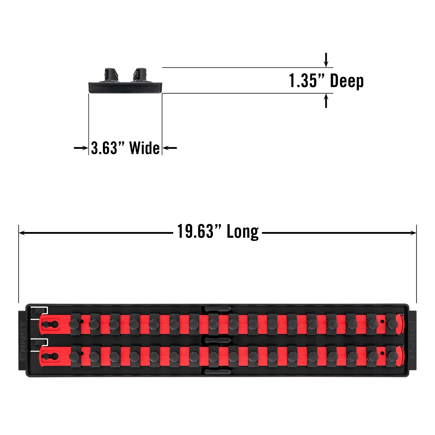 Ernst 8450 SOCKET BOSS 3 18" Rail  Socket Tray Organizer System Red 