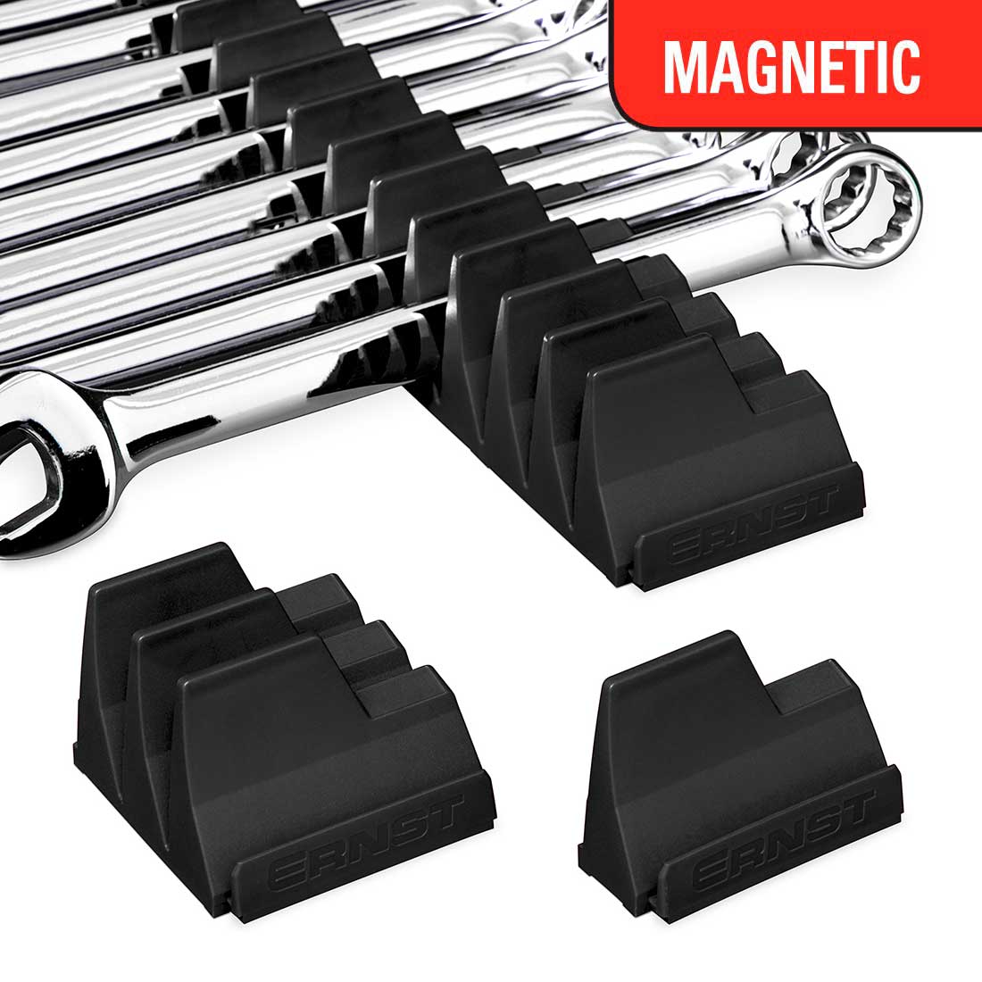 Ernst Manufacturing 5401M Modular Magnetic Wrench Rack Organizer – Holds 20 Tools – Black