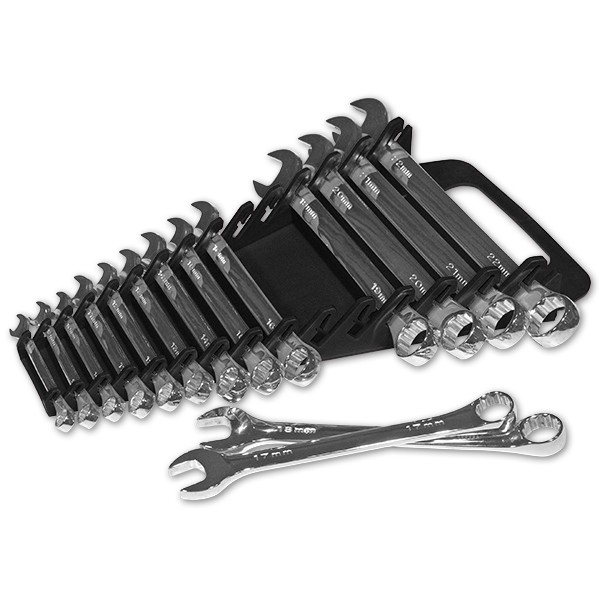 Plastic 11-Tool Wrench Organizer Tray - Portable Gripper Holder, Holds 3/8" To 1" Wrenches, Black (Pack Of 2) - View #11
