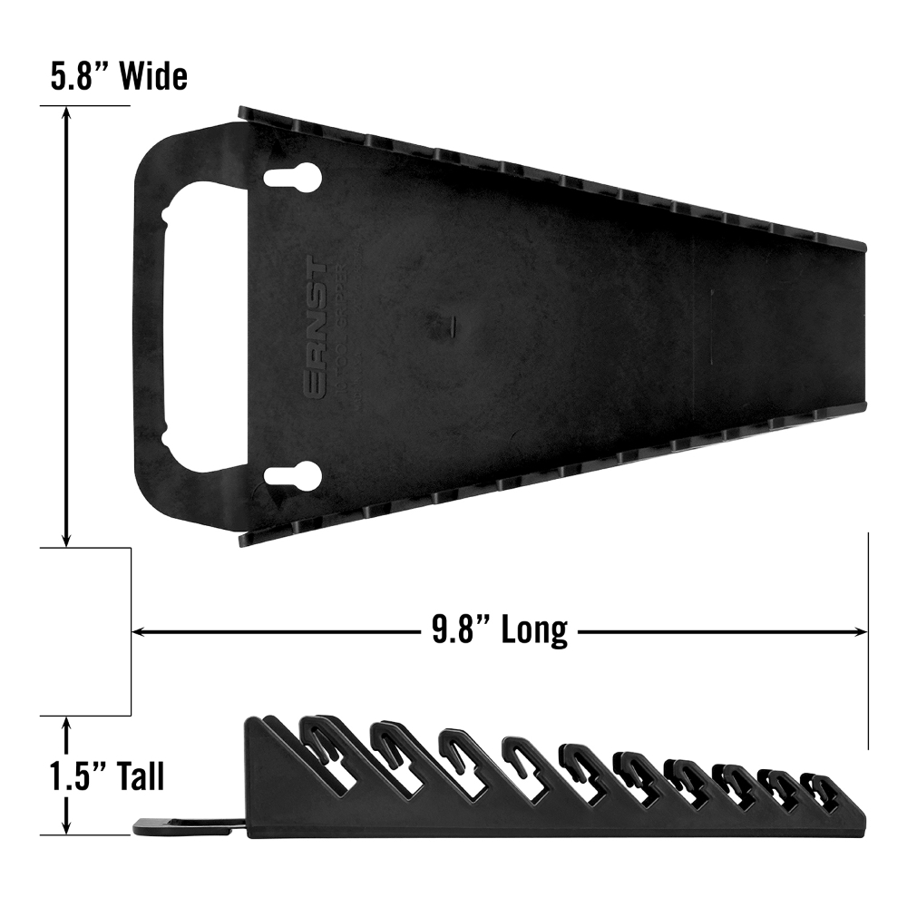 JSP Manufacturing Plastic Wrench Organizer Tray - Holds 10 Tools, Portable With Handle, Black