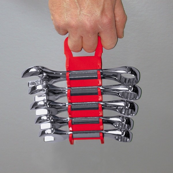 Ernst Manufacturing Gripper Stubby Wrench Organizer Red 7 Tool 