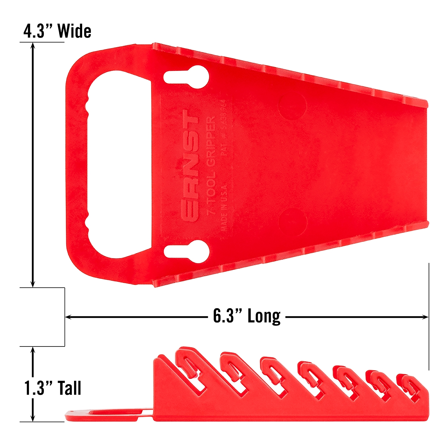 Ernst 5080 7-Tool "Gripper" Wrench Organizer RED 