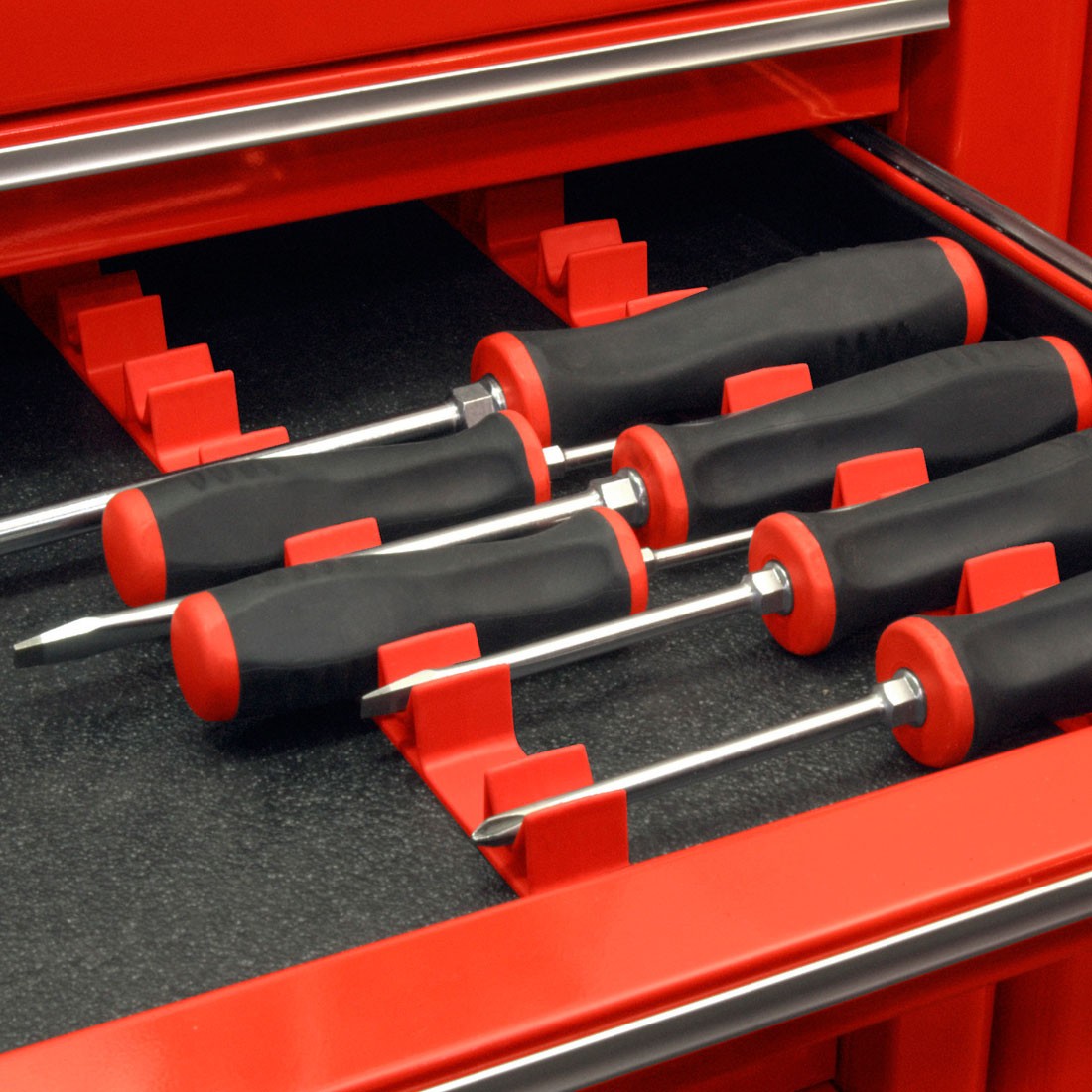 Screwdrivers Rissole - 14 Tool “No Slip” Low Profile Screwdriver Rail Set - Red #6040