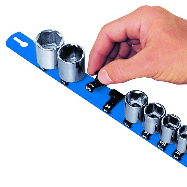 Ernst Manufacturing 13-Inch Socket Organizer with 14 3/8-Inch Twist Lock Clips Blue 